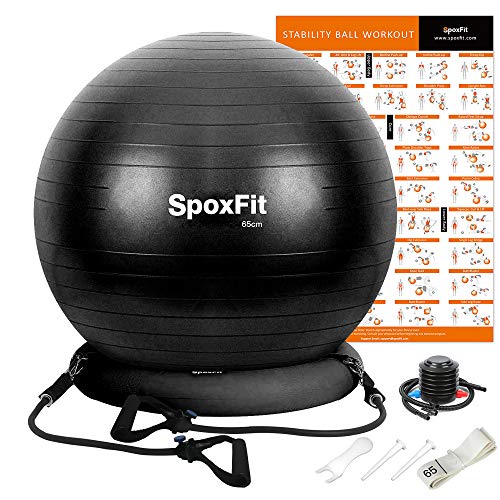 SpoxFit Exercise Ball Chair with Resistance Bands, Perfect for Office