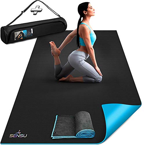 Sensu Large Yoga Mat - 6’ x 4’ x 9mm Extra Thick Exercise Mat for Yoga