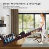 Adjustable Wooden Water Rowing Machine with LED Monitor for Home Cardio Workouts