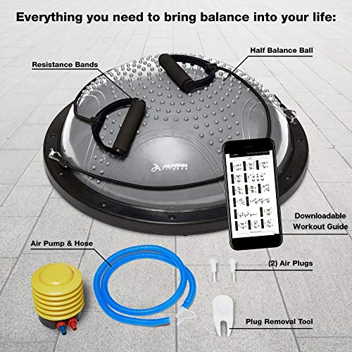 JAWINN Half Ball Balance Trainer - with Resistance Bands