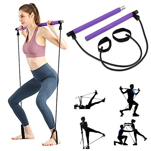 ortable Pilates Bar Kit with Resistance Band Twisting
