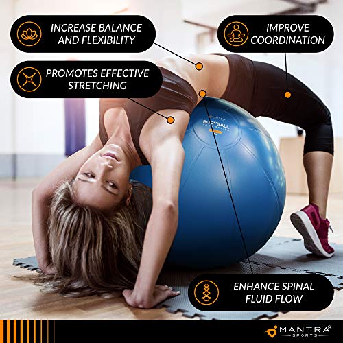 Stability Ball for Fitness, Yoga, Pilates, Pregnancy, Birthing or Office Desk Chair