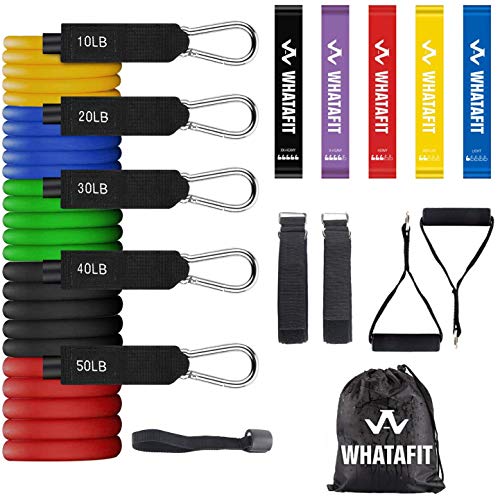Whatafit Resistance Bands Set (16pcs), Exercise Bands with Door Anchor