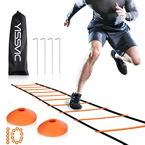 YISSVIC Agility Ladder and Cones 20 Feet 12 Adjustable Rungs