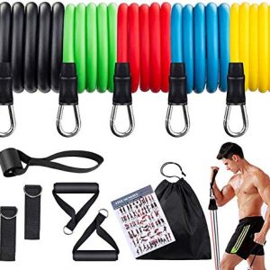 11PCS Resistance Bands Set, Fitness Exercise Bands with Door Anchor