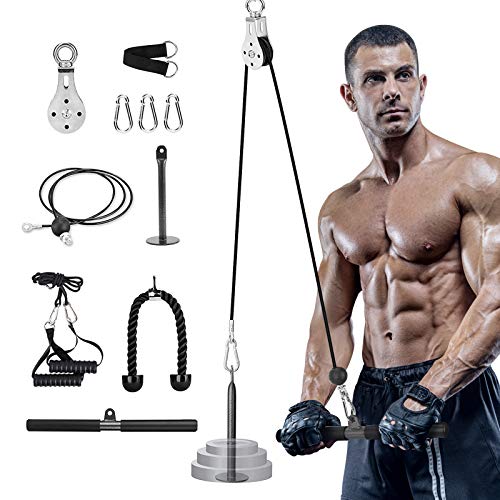 LAT Pull Down Pulley System Gym, 2M Cable Pulley Attachments for Gym