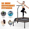 45" Silent Mini Fitness Trampoline with Adjustable Handrail Bar