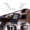 Black Walnut Water Rowing Machine with Bluetooth Monitor for Home Gym Workouts