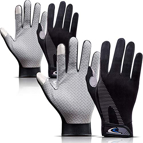 2 Pairs Touchscreen Cycling Gloves Full Finger Workout Gloves