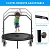 Fitness Trampoline with Adjustable Handrail and Safety Pad