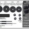 Adjustable 66LB Dumbbells Weights Set With Extra Metal Rod For Barbell