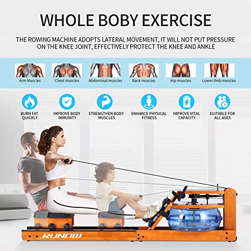 Fitness Rowing Machines for Home Use Water Resistance Wood