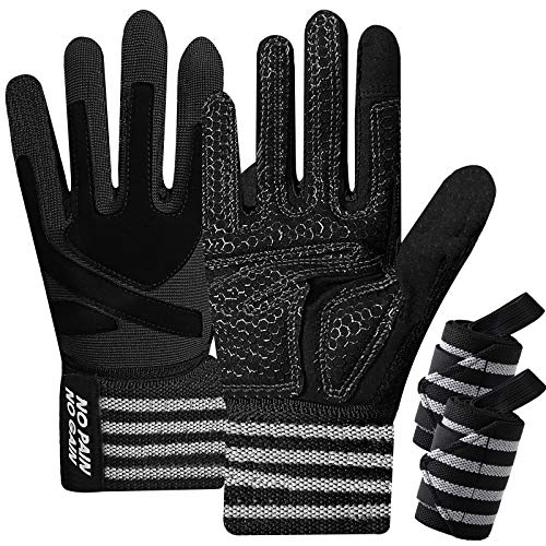 Weight Lifting Gloves Full Finger for Men Women with Wrist Wraps Support