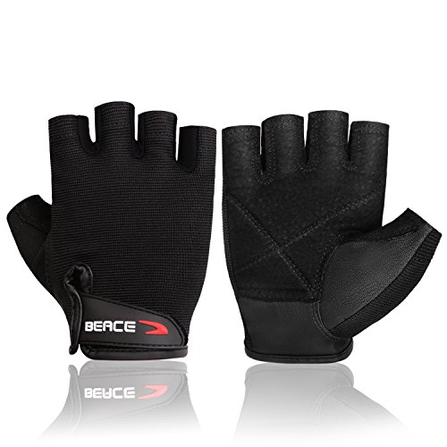 BEACE Weight Lifting Gym Gloves with Breathable Leather Palm