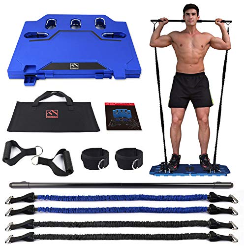 FITINDEX Portable Home Gym - Exercise Equipment with Resistance Bands Bar