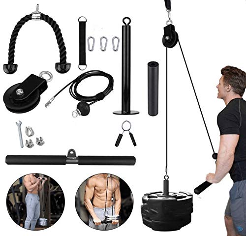 Arm Strength Training with Loading Pin Tricep Strap Bar Cable Rope Machine