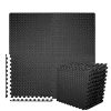 BEAUTYOVO Puzzle Train Mat with 12 Tiles Interlocking Foam Gym Mats, 24'' x 24'' EVA Foam Ground Tiles, Protecting Flooring Mats Interlocking for Gym Tools, Black