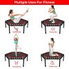 Rimdoc 47" Foldable Fitness Trampoline – Adjustable Handle, Silent Bungee Rebounder for Adults & Kids