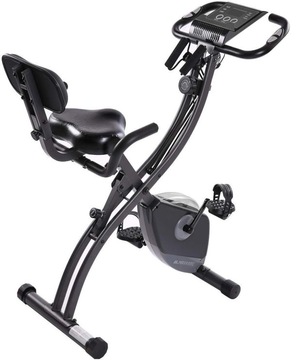 MaxKare Folding Magnetic Upright Exercise Bike w/Pulse Sensor/LCD