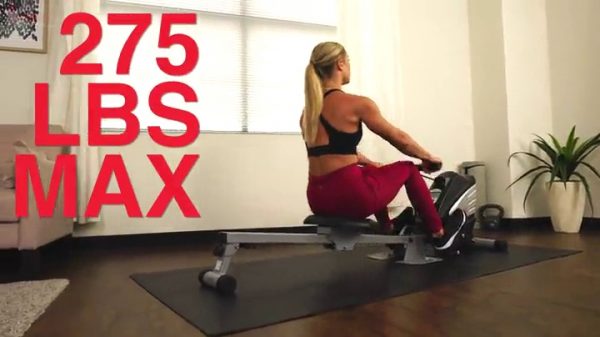 Sunny Health & Fitness Dual Function Magnetic Rowing Machine – SF-RW5622 | Foldable Rower with Digital Monitor & Step Plates