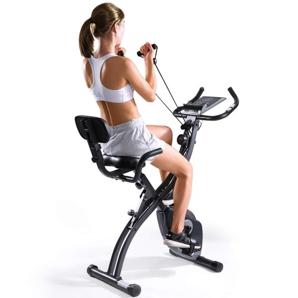 MaxKare Folding Magnetic Upright Exercise Bike w/Pulse Sensor/LCD