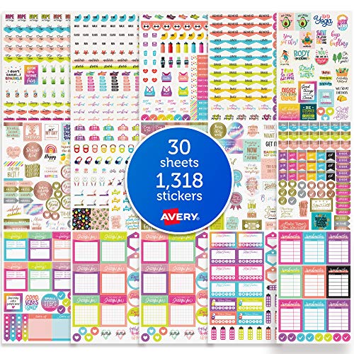 Avery Fitness Planner Stickers Pack, 1,318 Stickers