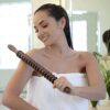 Cellulite Massage Roller Stick - Wooden 21" Ribbed Muscle Roller Stick