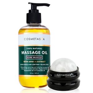 Cosmetasa Sore Muscle Massage Oil with Massage Ball Roller
