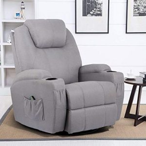 Esright Grey Fabric Massage Recliner Chair 360°