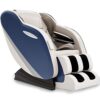 3D S-Track Thai Yoga Stretch Zero Gravity Full Body Shiatsu Massage Chair with Tap, Bluetooth, Heating, Rocking and Foot Roller - Khaki and Blue.