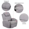 Esright Grey Fabric Massage Recliner Chair 360°