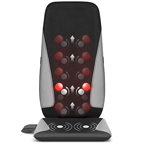 Nekteck Shiatsu Neck and Back Massager Cushion with Heat - Deep Tissue Kneading Electric Massage Chair Pad for Back and Lumbar Pain Relief, Thighs Pain, and Home or Office Chair Use.