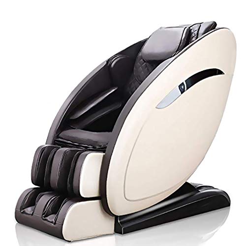 Full Body Air Massage Chair with 3-Row Footroller, Yoga Stretching, Bluetooth Heating and Roller Massage from Neck to Hip (Beige).