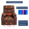 Esright Coffee Fabric Massage Recliner Chair 360 Degrees